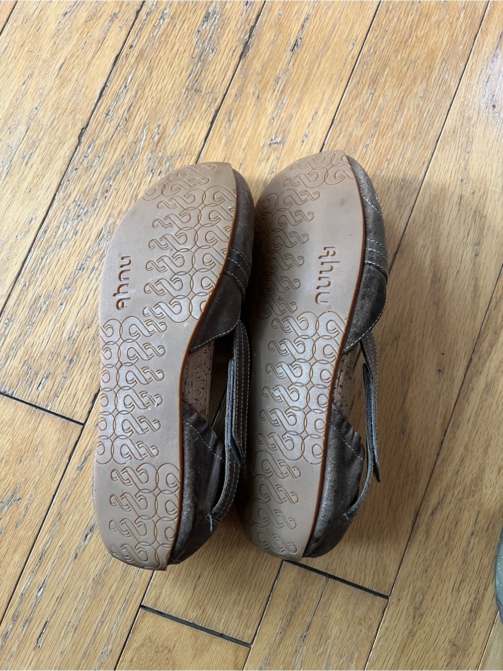 Ahnu Brown Leather Cross-Strap Mary Jane Flats - Picture 3 of 4